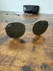 Ray‑Ban RB3447 Round Metal Sunglasses — Model 001 — Size 50‑21 — Green 3N Lenses