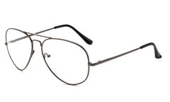 Clear Lens Glasses Office Smart Aviator Eyewear GunMetal Black Fake Nerdy Retro