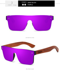 DUBERY Men Women Rimless Wood Polarized Sunglasses Wooden Temple Square Glasses