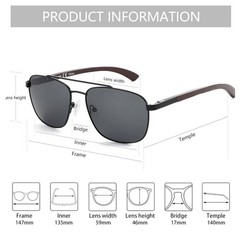Aviator Wood Polarized Sunglasses for Men 100% UV Protection Fishing Driving