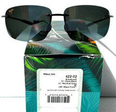 NEW Maui Jim BREAKWALL Gloss Black POLARIZED Neutral Grey Lens Sunglass 422-02