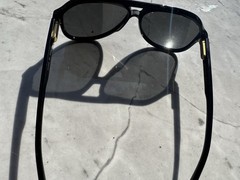 Gucci GG1042S Aviator Sunglasses Black Plastic Frame Gray Tinted Lenses 145mm
