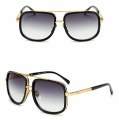 Mens Metal Sunglasses Shades Gold Frame/Bar Oversize Square Designer Quality