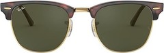 Ray-Ban RB3016 W0366 49mm Clubmaster Tortoise on Gold G-15 Green Sunglasses