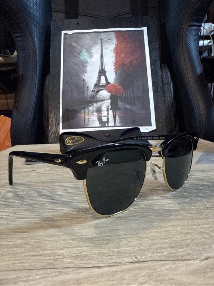 RayBan RB3016 Clubmaster W0365A Black/Gold / Grey Lens 51 mm
