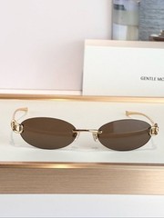 Gentle Monster MUSUBI Gold Oval Rimless Sunglasses Brown Lenses 55-19-140
