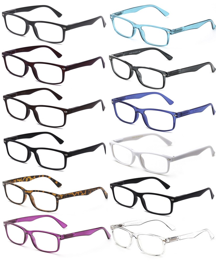 New Clear Lens Glasses Rectangular Frame Spring Hinge Fake Eyewear UV 100%
