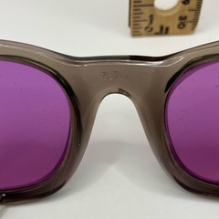 Z87.1 Square Gray Frame Purple Lens Sunglasses with Side Shields 147mm