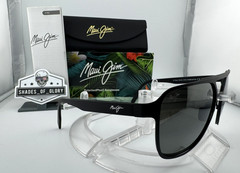 MAUI JIM 2ND REEF MJ 607-02 SATIN BLACK NEUTRAL GREY POLARIZED AVIATOR SUNGLASSE