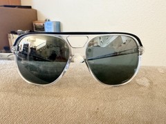 Ray-Ban Chromance Polarized Aviator Sunglasses Clear Plastic Frame Green Lens