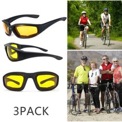 3 Pair Motorcycle Sports Padded Biker Riding Glasses Wind Resistant Sunglasses