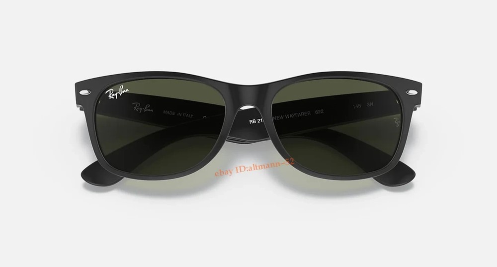Ray-Ban New Wayfarer RB2132 Sunglasses Matte Black/Green Lens G-15 55mm