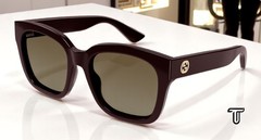 GUCCI G1338S 005 Emblem Burgundy Brown 54 mm Women’s Sunglasses