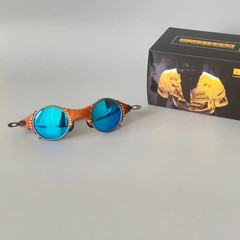 Oakley X-Metal Mars Leather Edition Titanium Frame Ice Blue Lens Sunglasses
