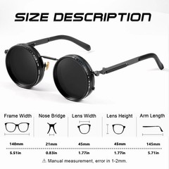 CRIXALIS Polarized Round Sunglasses ND9 Adjustable Dimming UV400 Retro Punk