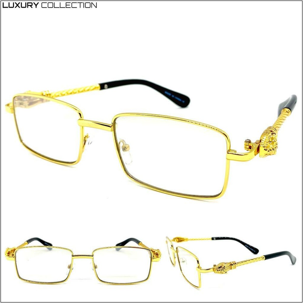 Classy Elegant Sophisticated Modern Hip Hop Rapper SUN GLASSES Gold Metal Frame