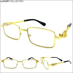 Classy Elegant Sophisticated Modern Hip Hop Rapper SUN GLASSES Gold Metal Frame