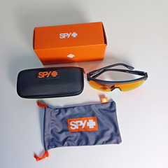 SPY Flynn 5050 Polarized Sunglasses Matte Black Happy Boost Orange Mirror New