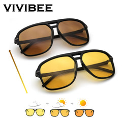 Men Photochromic Night Vision Sunglasses Color Change Transition 2025 Yellow Big