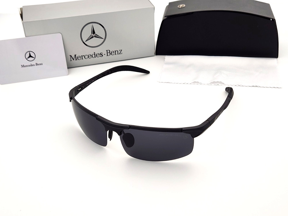Polarized Mercedes Benz Flex Arm Metal Sports Rimless Sunglasses Black Smoke MB1