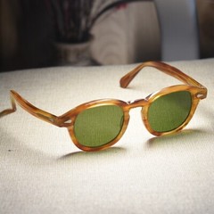 Vintage green sunglasses men’s Johnny Depp blonde glasses green glass lens Large