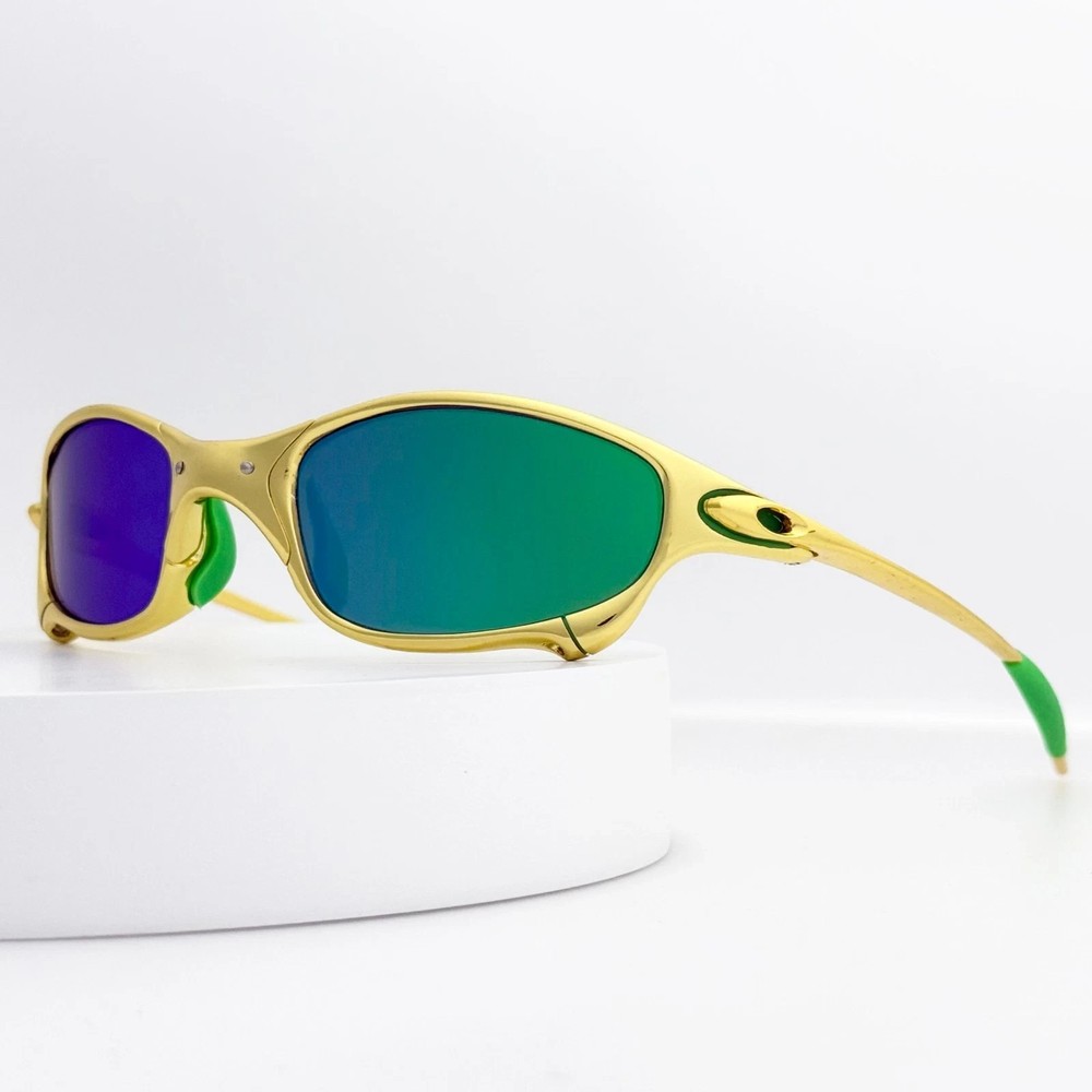 Vintage Oakley Juliet 1.0 X-Metal Gold Frame Blue Iridium Lens Green ArmIN BOX