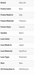 New Maui Jim Lamalama B652-03 Titanium Blue Men SQUARE POLARIZED Lens Sunglasses