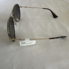 GUCCI GG0062S 003 Aviator Green/Red Unisex Sunglasses 57mm with Light Grey Lens