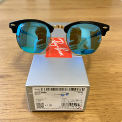 Ray-Ban RB3016 Sunglasses Clubmaster Classic Black Frame Blue Lens 51 mm
