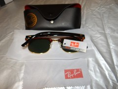 Ban Clubmaster RB3016 Sunglasses Tortoise Shell Gold Trim Frames NEW W/ TAGS