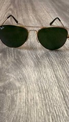 Ray-Ban Aviator Sunglasses Gold Metal Frame Green Tinted Glass Lenses