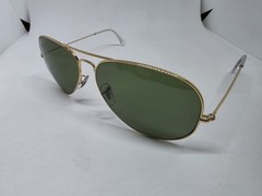 RAY-BAN RB 3025 001 62MM LARGE METAL AVIATOR SUNGLASSES GOLD GREEN AUTHENTIC NEW