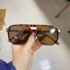 Vintage Square Sunglasses UV400 Men Women Big Frame Designer Shades Black Lens