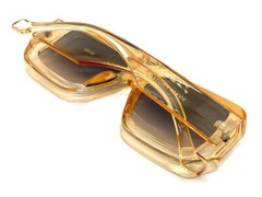 Exaggerated Classic Vintage Retro Style SUN GLASSES Square Thick Champagne Frame