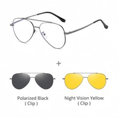 Retro Polarized Sunglasses Magnetic Clip-on Glasses Day & Night Driving Eyewear