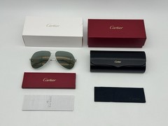 PREMIERE C DE CARTIER PILOT SHAPE SLVR SUNGLASSES CT0110S NEW 100% GENUINE $1425
