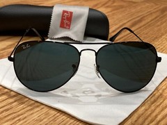 Ray-Ban RB3026 Polished Black Large 62mm AVIATOR Dark Lens Sunglasses Perfect!!