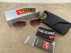 Ray-Ban RB3791 Rimless Aviator Sunglasses, Silver Frame, Purple Gradient Lens
