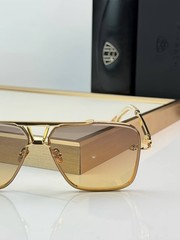 Maybach Luxury Square Aviator Sunglasses Gold Brown Gradient Metal Frame