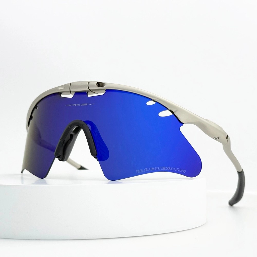 Oakley Mag X-Metal Silver Frame Blue Shield Lens Magnesium Sport Sunglasses