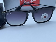 NEW Ray-Ban RB4187 601/T3 CHRIS Polish Black Polarized Grad Grey Sunglasses 54mm