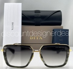 Dita Mach Seven Square Sunglasses DTS135-56-03 Gray Swirl Gold Gray 56mm NEW