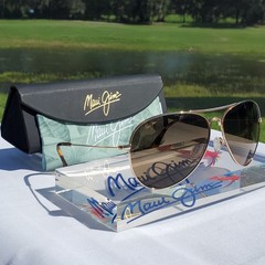 Maui Jim “MAVERICKS” 264-16 Gloss Gold Frames/ Bronze Lenses/ TITANIUM AVIATORS!
