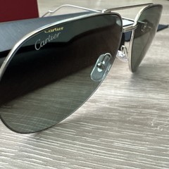 PREMIERE C DE CARTIER SILVER PILOT SHAPE ZEISS SUNGLASSES CT0110S 004 NEW $1425