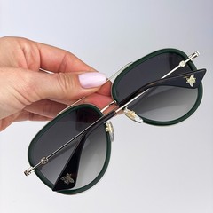 Gucci Men Sunglasses Gold Green Red Pilot URBAN GG0062S 003 NEW AUTHENTIC