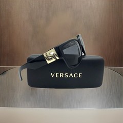 Men’s Versace Rock Greca Sunglasses VE 4296 GB1/81 Black & Gold Polarized w/Case