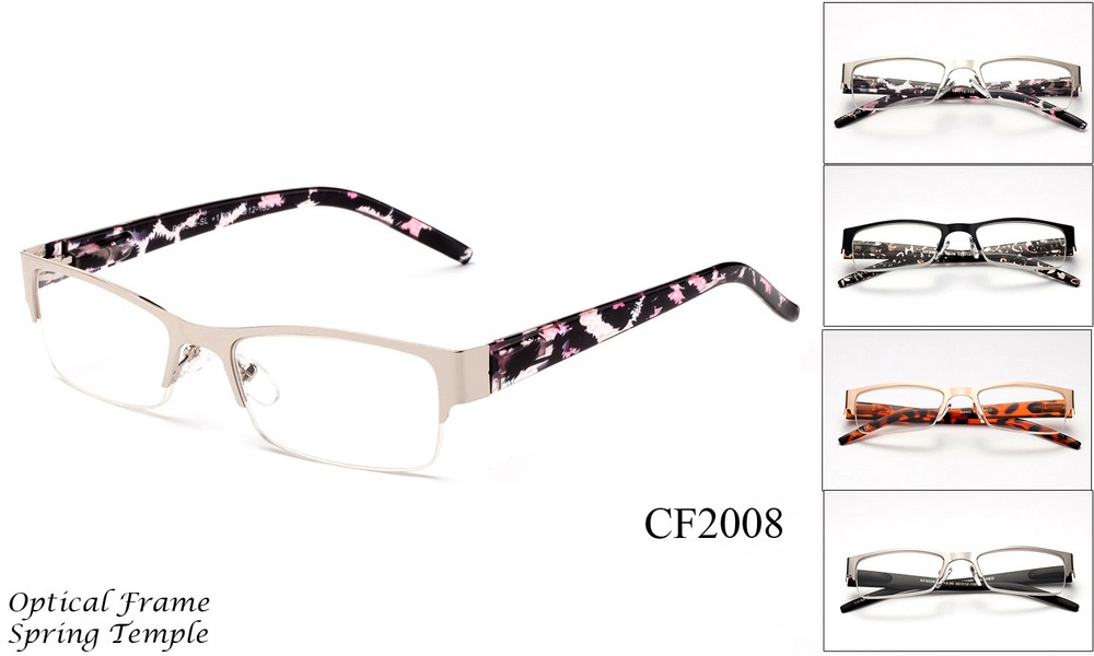 Half Frame Clear Lens Glasses Optical Frame Rectangular Spring Hinge Temple