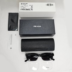 Prada Sunglasses Black Glossy Rectangle Square PR16MV VPR 16M 1AB-1O1 53mm