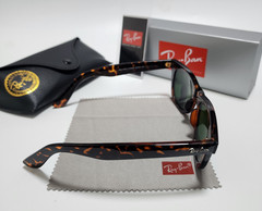 Ray-Ban Wayfarer RB2140 Sunglasses Glossy Black Frame Glass Green Lens 50mm