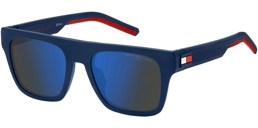 Tommy Hilfiger Men’s Matte Blue Flat Top Square Sunglasses – TH1976S 0FLL ZS